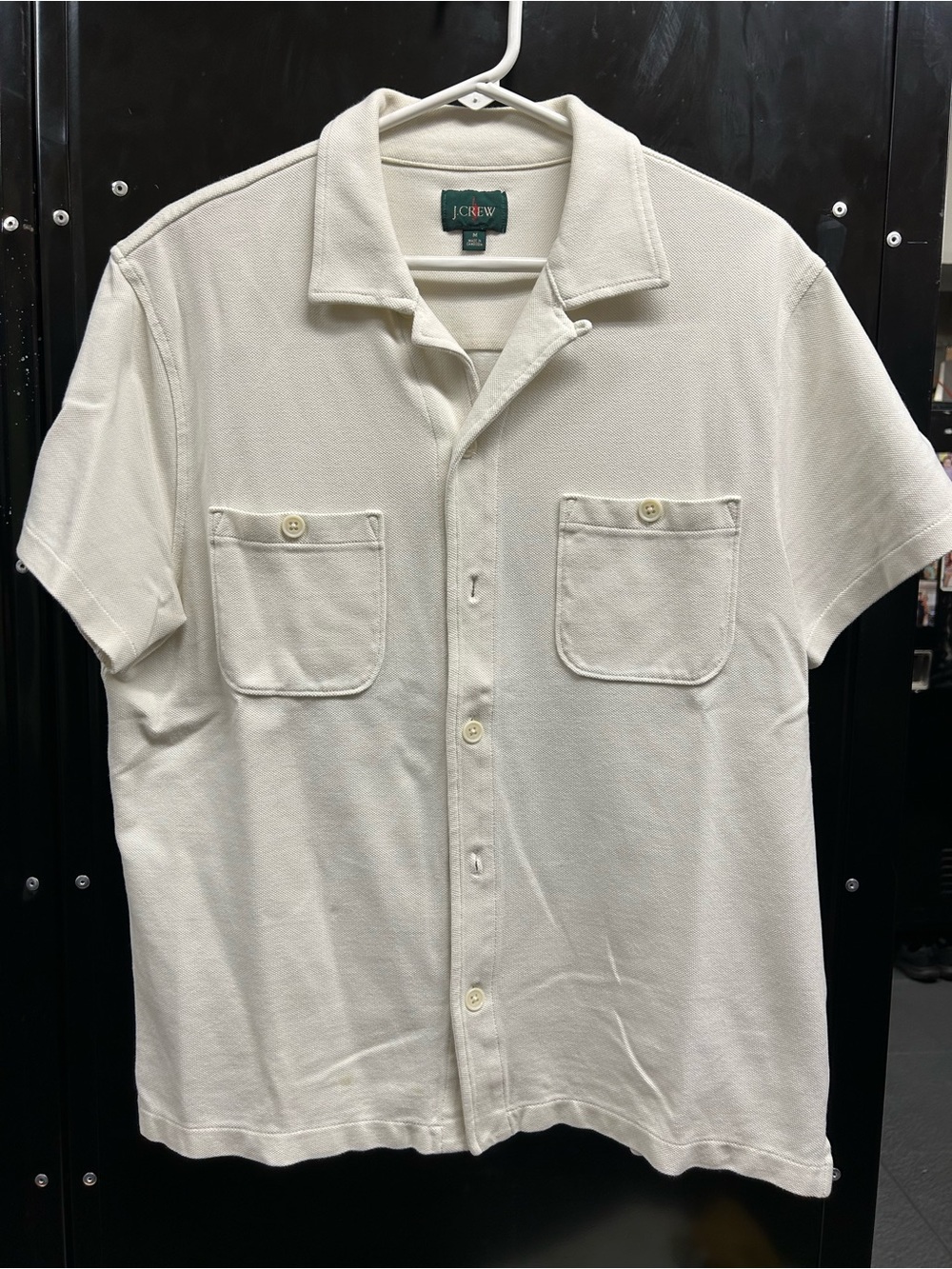J. Crew Men’s Short-Sleeve Cream Button-Up Shirt. Medium.